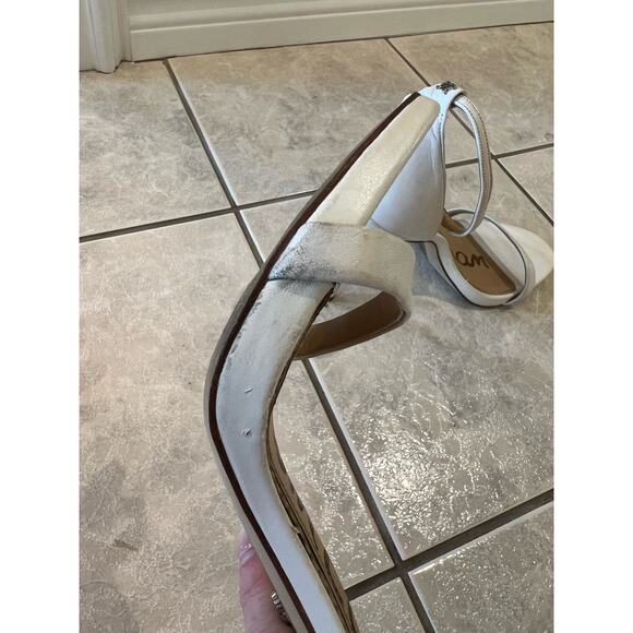 Sam Edelman Arielle White Ankle Strap Stiletto Dress 5”‎ Heels Size 10 - Picture 7 of 7